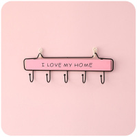 少女心挂钩一排长条粘钩可爱创意装饰衣服壁挂墙壁玄关无痕进门后|❤粉色中号-5钩[收藏送无痕钉+强力粘钩]