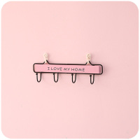 少女心挂钩一排长条粘钩可爱创意装饰衣服壁挂墙壁玄关无痕进门后|粉色小号-4钩[收藏送无痕钉+强力粘钩]