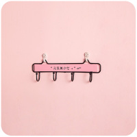 少女心挂钩一排长条粘钩可爱创意装饰衣服壁挂墙壁玄关无痕进门后|元气美少女小号-4钩【收藏送无痕钉+强力粘钩】