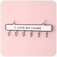 少女心挂钩一排长条粘钩可爱创意装饰衣服壁挂墙壁玄关无痕进门后|白色大号-6钩[收藏送无痕钉+强力粘钩]