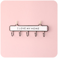 少女心挂钩一排长条粘钩可爱创意装饰衣服壁挂墙壁玄关无痕进门后|白色中号-5钩[收藏送无痕钉+强力粘钩]