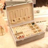 大容量带锁首饰盒耳环耳饰收纳盒耳钉饰品盒子网红珠宝盒项链戒子