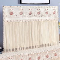 中式液晶电视机套防尘罩新款50寸55寸65挂式开机不取盖布蕾丝|锦城红-开机需要取下 52英寸