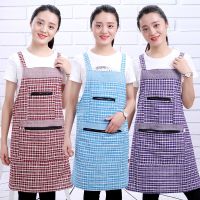 双拉链大口袋围裙女式厨房防油污吊背带上班工作成人可爱新款棉纯