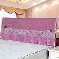 华丽风情全包弹力床头罩床头套防尘罩简约现代欧式纯色夹棉软包|仿真丝(紫) 2.2