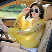 防晒衣女户外骑行防晒夏季女遮阳袖套防晒披肩空调房名族风绣花