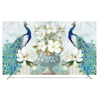 电视机罩防尘罩壁挂式液晶盖布55英寸50曲面65盖布32|直面曲面通用--吉祥孔雀 24英寸(宽58*高38cm)