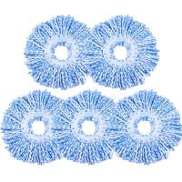 旋转拖把头拖布头替换托把头通用墩布头棉头拖头密加厚配件|5个装(蓝白)