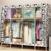 实木2.05米衣柜超宽加粗实木牛津布收纳架衣橱布衣柜子|206款黑白奶瓶