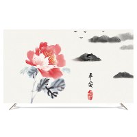 电视机罩防尘罩壁挂式液晶盖布55英寸50曲面65盖布32|直面曲面通用-牡丹 19英寸(宽46*高32cm)