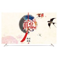 电视机罩防尘罩壁挂式液晶盖布55英寸50曲面65盖布32|直面曲面通用-福到了 50英寸(宽120*高75cm)