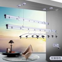 晾衣架升降 手摇升降晾衣架双杆式室内阳台晾衣架单杆式凉衣架|银色-双杆 2.7米带14个衣撑