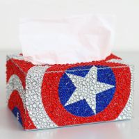 抽纸盒卫生间纸巾盒diy手工卫生纸盒客厅办公家用ins钻石画新款|美国队长 塑料