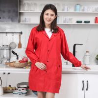 男女按扣成人罩衣轻度防水防油烟围裙厨房长袖连帽工厂大人工作服