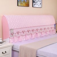 全包夹棉加厚床头罩四季简约欧式防尘罩床头柜罩实木保护罩床头套|真丝粉色 长2.2米高63cm
