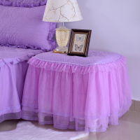 全包蕾丝床头柜罩套韩式公主风夹棉加厚卧室小台布防尘罩保护罩|唯情紫色一只 40*50床头柜可用