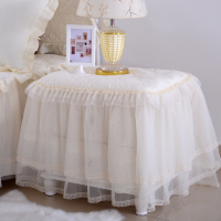 全包蕾丝床头柜罩套韩式公主风夹棉加厚卧室小台布防尘罩保护罩|唯情米色一只 40*45床头柜可用