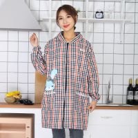正穿衣围裙女式厨房长袖上班纯棉工作服可爱时尚纯棉成人罩衣家用