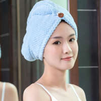 日本双层加厚干发帽女 吸水速干可爱长发包头擦头发毛巾|天蓝色菠萝格双层干发帽