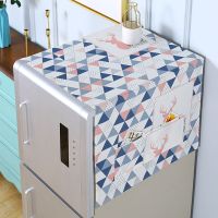 冰箱盖布单双开门冰柜防尘罩子帘滚筒式洗衣机盖巾对开门布艺蕾丝|北欧鹿-粉（防水款） 双/对开门冰箱65*170CM
