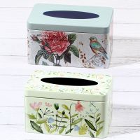 抽纸盒家用客厅简约可爱纸巾盒小创意欧式餐厅茶几铁皮|加高款:红魅山茶+春天 马口铁