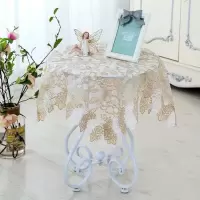 镂空蕾丝电饭煲盖巾床头柜微波炉小圆桌茶几布防尘罩多用万能盖布|[咖白]春日花语 105*105方[纱绣款]