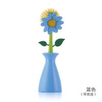 长柄锅刷洗锅神器洗锅刷不伤锅不沾油带柄刷锅刷子擦锅厨房清洁刷|蓝色带底座-1个装