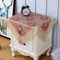 镂空蕾丝电饭煲盖巾床头柜微波炉小圆桌茶几布防尘罩多用万能盖布|[酒红]笑颜如花 40*40方[纱绣款]