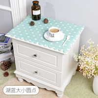 纯色简约现代床头柜罩盖布防水防尘电视柜桌布pvc梳妆台布长方形|湖蓝大小圆点 不含床头柜:60*40