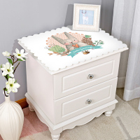 纯色简约现代床头柜罩盖布防水防尘电视柜桌布pvc梳妆台布长方形|兔子插画 不含床头柜:50*60