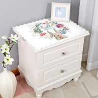 纯色简约现代床头柜罩盖布防水防尘电视柜桌布pvc梳妆台布长方形|可爱白兔 不含床头柜:50*50cm