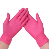 外出防护一次性手套pvc女乳胶橡胶加厚食品家务防水洗碗美容手套|玫红-高弹20只 XL-特大号