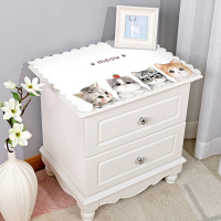 纯色简约现代床头柜罩盖布防水防尘电视柜桌布pvc梳妆台布长方形|可爱猫咪 不含床头柜:50*40cm