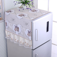 冰箱防尘罩韩式家用单开门冰箱罩布艺收纳挂袋冰箱顶防尘盖巾盖布|秋水伊人咖 单开门冰箱巾55*140cm