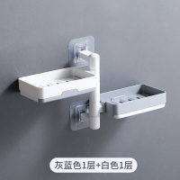 可旋转肥皂盒壁挂式免打孔可沥水卫生间浴室置物香皂架欧式双三层|双层可旋转白灰两色混搭收藏送备用贴