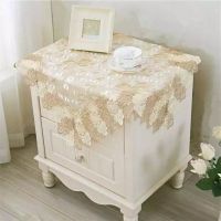 床头柜盖布冰箱罩洗衣机盖布电视罩桌布茶几盖布蕾丝防尘布布艺|柔情似水卡其色 60*60cm（包括花边的尺寸）