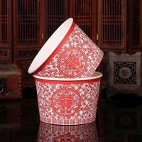 400个300个200个100个加厚一次性纸杯子婚庆用品结婚纸杯纸碗筷子|鸳鸯纸碗[50个]