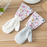 洗碗手套女耐用加绒洗锅刷碗抹布厨房神器防水不沾油家务非竹纤维|白色 短款-1双装