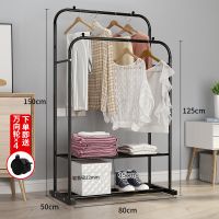 室内衣架落地卧室单双杆式晾衣杆家用简易挂衣架凉衣服折叠晒架子|双杆衣帽架-小号升级款