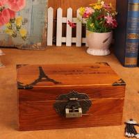 桌面带锁收纳盒密码实木盒子长方形小木箱储物欧式复古创意首饰盒