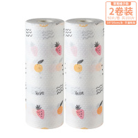 懒人抹布干湿两用厨房去油吸水纸毛巾家务清洁擦手巾一次性洗碗布|2卷(100片装)-草莓橘子