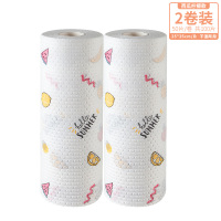 懒人抹布干湿两用厨房去油吸水纸毛巾家务清洁擦手巾一次性洗碗布|2卷(100片装)-西瓜柠檬