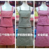 围裙口袋拉链兜大兜带拉链薄款纯棉布艺厨房家居家用做饭无袖夏女
