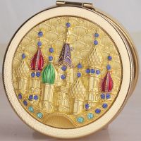 俄罗斯迷你随身双面化妆镜折叠便携小镜子复古可爱小号圆镜男女|城堡黄金