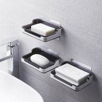 肥皂盒双层壁挂式沥水肥皂架卫生间创意家用香皂盒北欧ins免打孔|黑色3个装