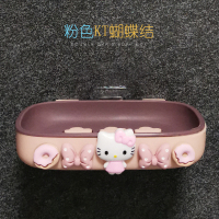 可爱肥皂盒免打孔卫生间沥水壁挂式家用创意个性托香皂罩盒置物架|驼色粉-kt蝴蝶