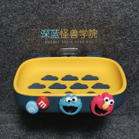 可爱肥皂盒免打孔卫生间沥水壁挂式家用创意个性托香皂罩盒置物架|深蓝-怪兽大学