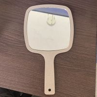 半永久高清手柄化妆镜手持美容北欧复古镜子便携纹绣用品工具专用|米色正方型手柄镜