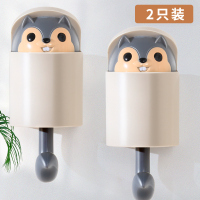 创意松鼠挂钩门口强力承重粘胶壁挂墙壁免打孔衣帽架家用钥匙粘钩|【灰色❤2件套】掉落包赔