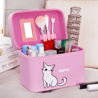 大容量化妆包可爱化妆品收纳盒小号便携韩版简约学生可爱化妆箱